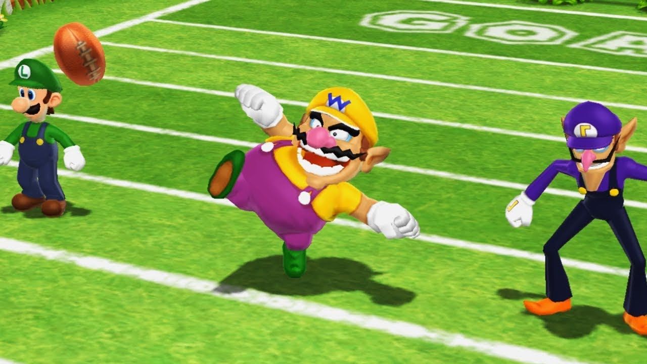 Tackle Takedown Mario Party Wario Luigi And Waluigi Playing Football