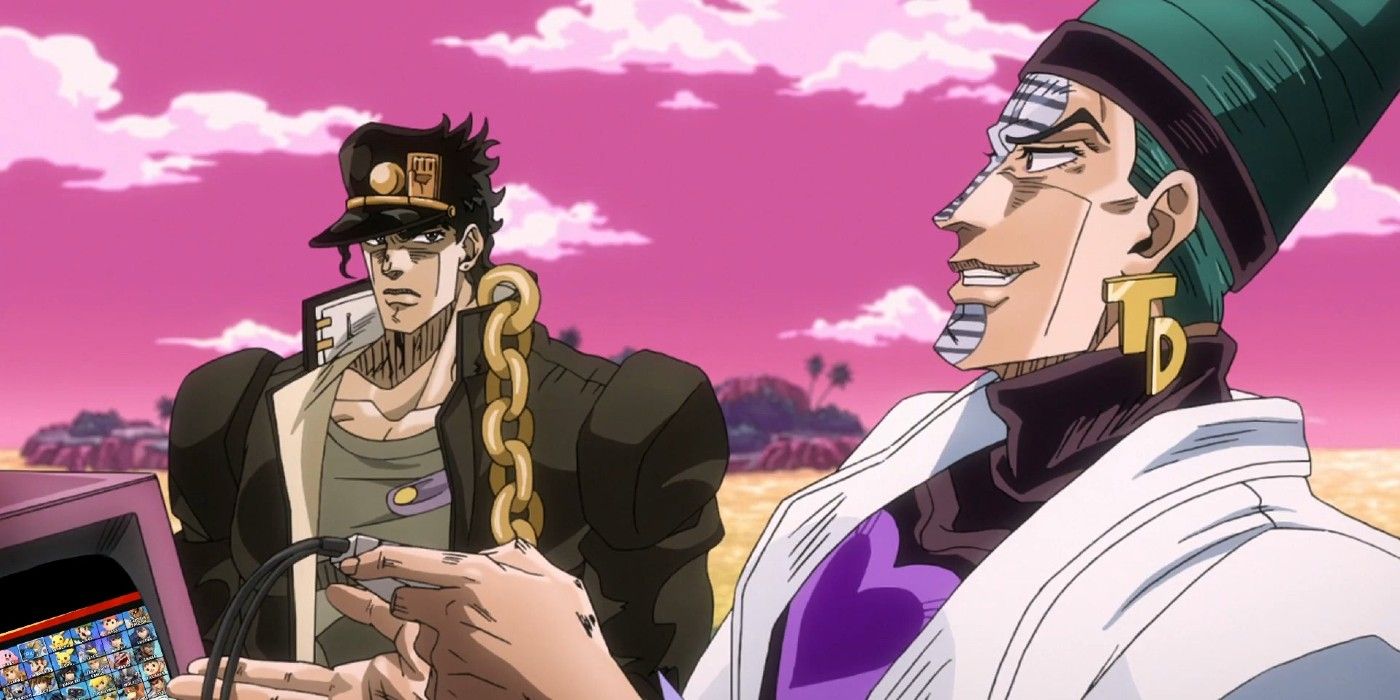 Jotaro defeats Telence D'Arby in a video game contest