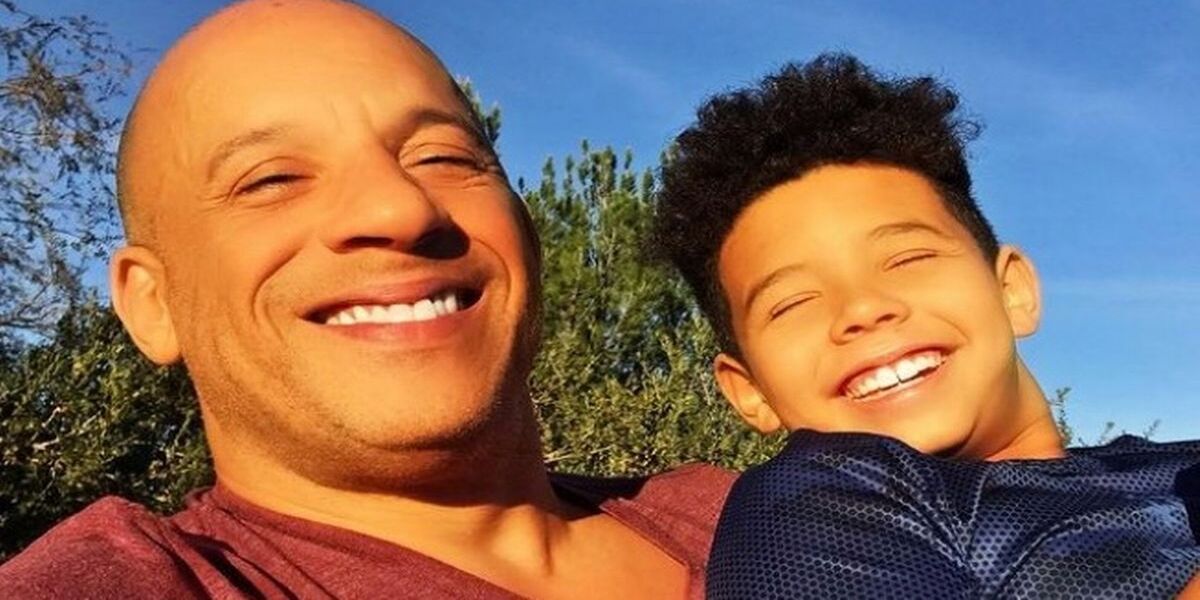 Vin Diesel and his son, who plays a young Dom in Fast 9