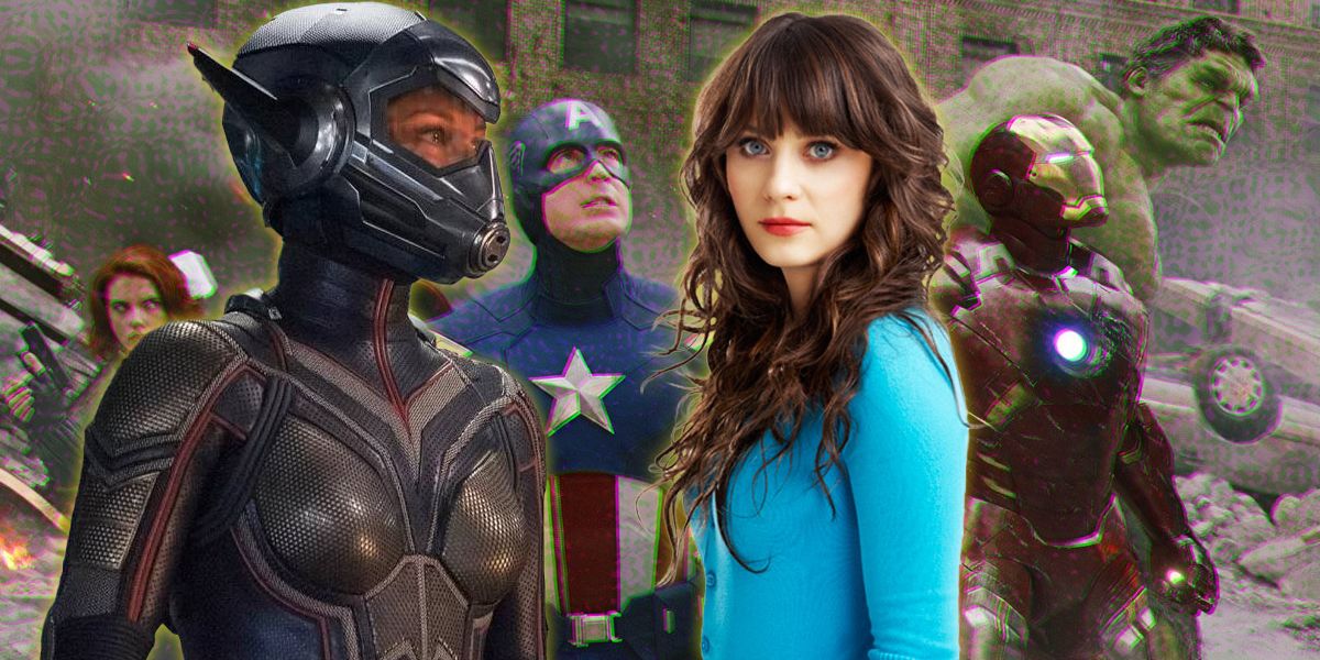 The Wasp and Zooey Deschanel over image from Avengers