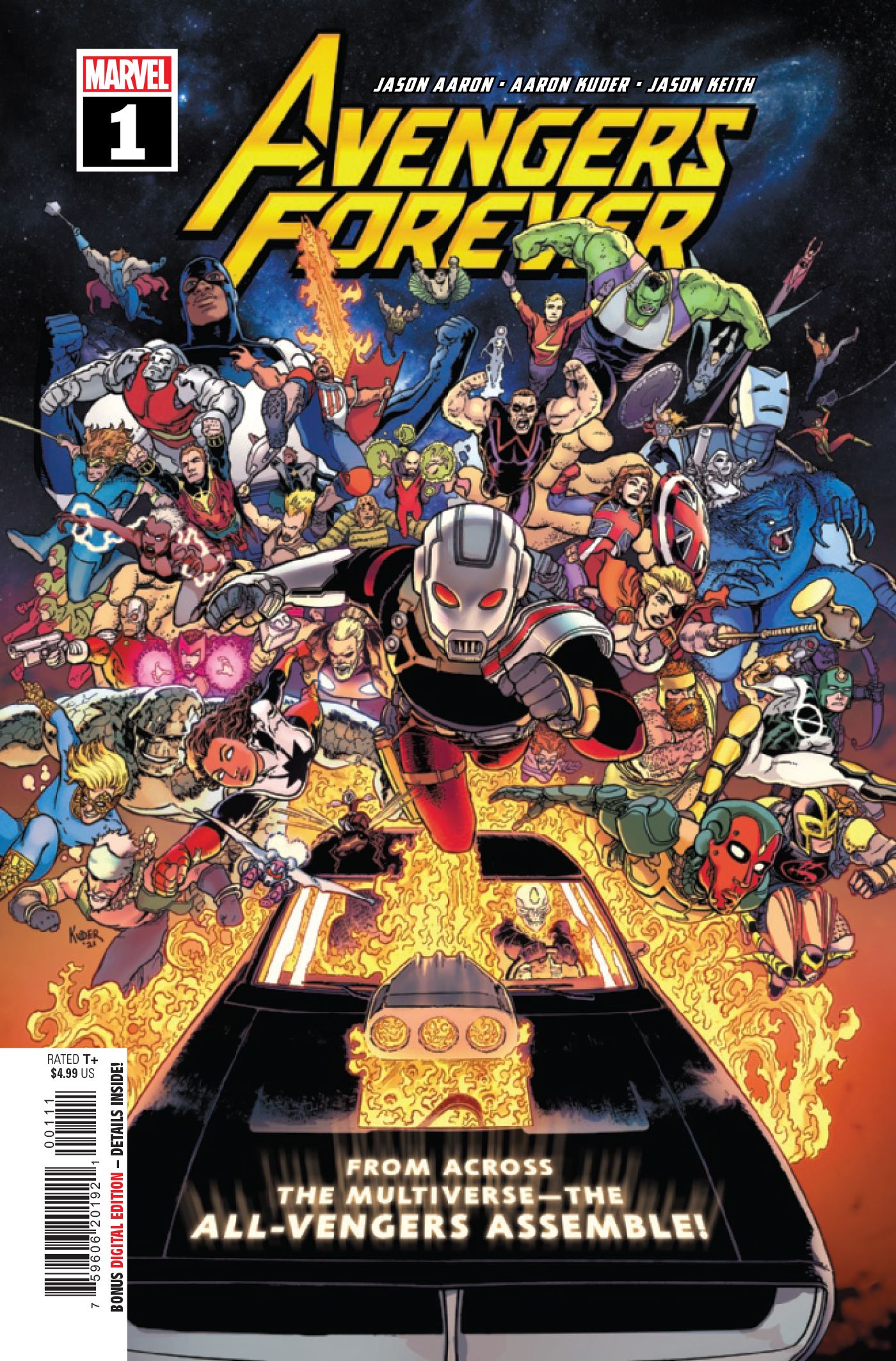 The cover for Avengers Forever shows off a Multiversal Avengers.