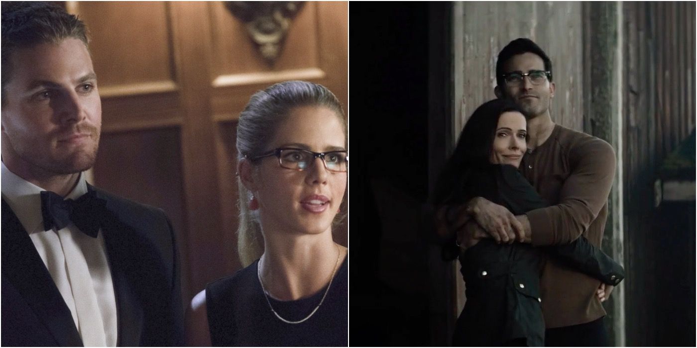 oliver and felicity and supermand and lois two panel