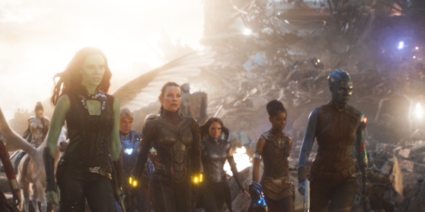 The female Avengers' run at Thanos, emphasis on Nebula and Gamora