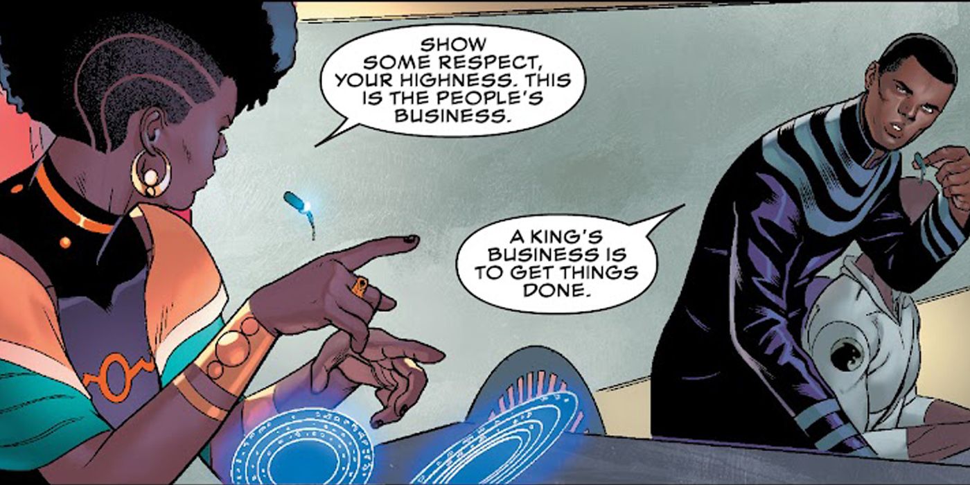 Black Panther argues with Wakanda's new parliament