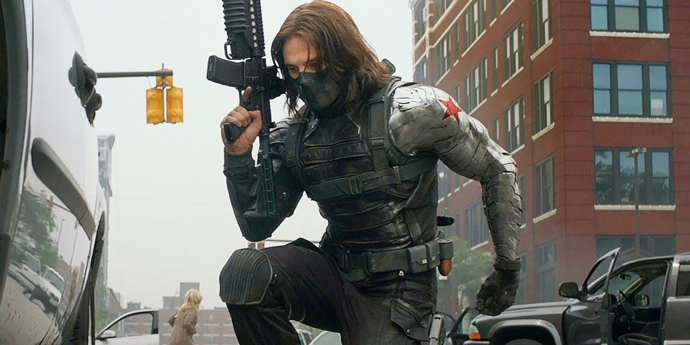 Bucky Barnes attempting to kill Steve Rogers in Captain America: The Winter Soldier movie