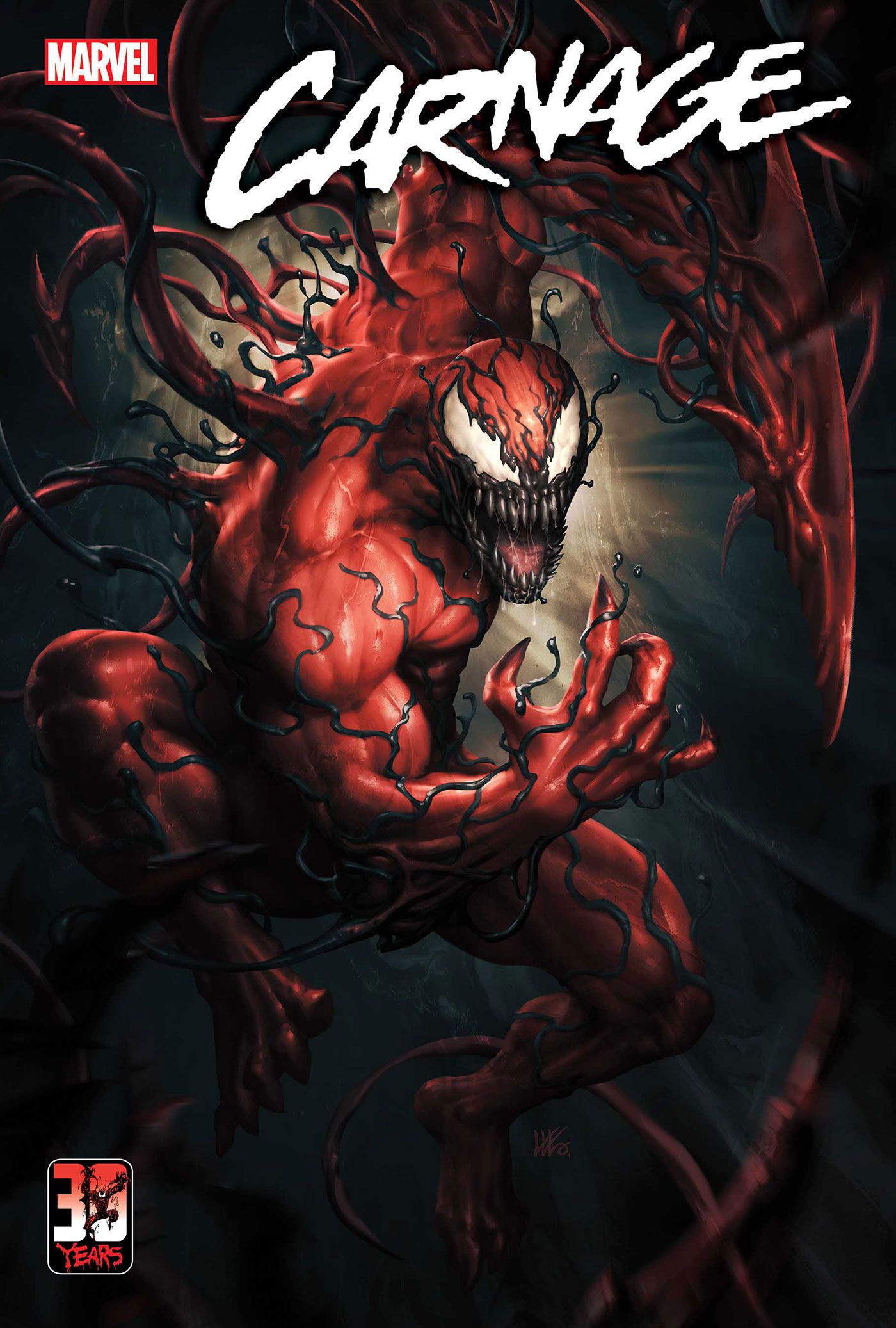 Marvel's new symbiote on the cover of Carnage 1 by Kendrik Kunkka Lim