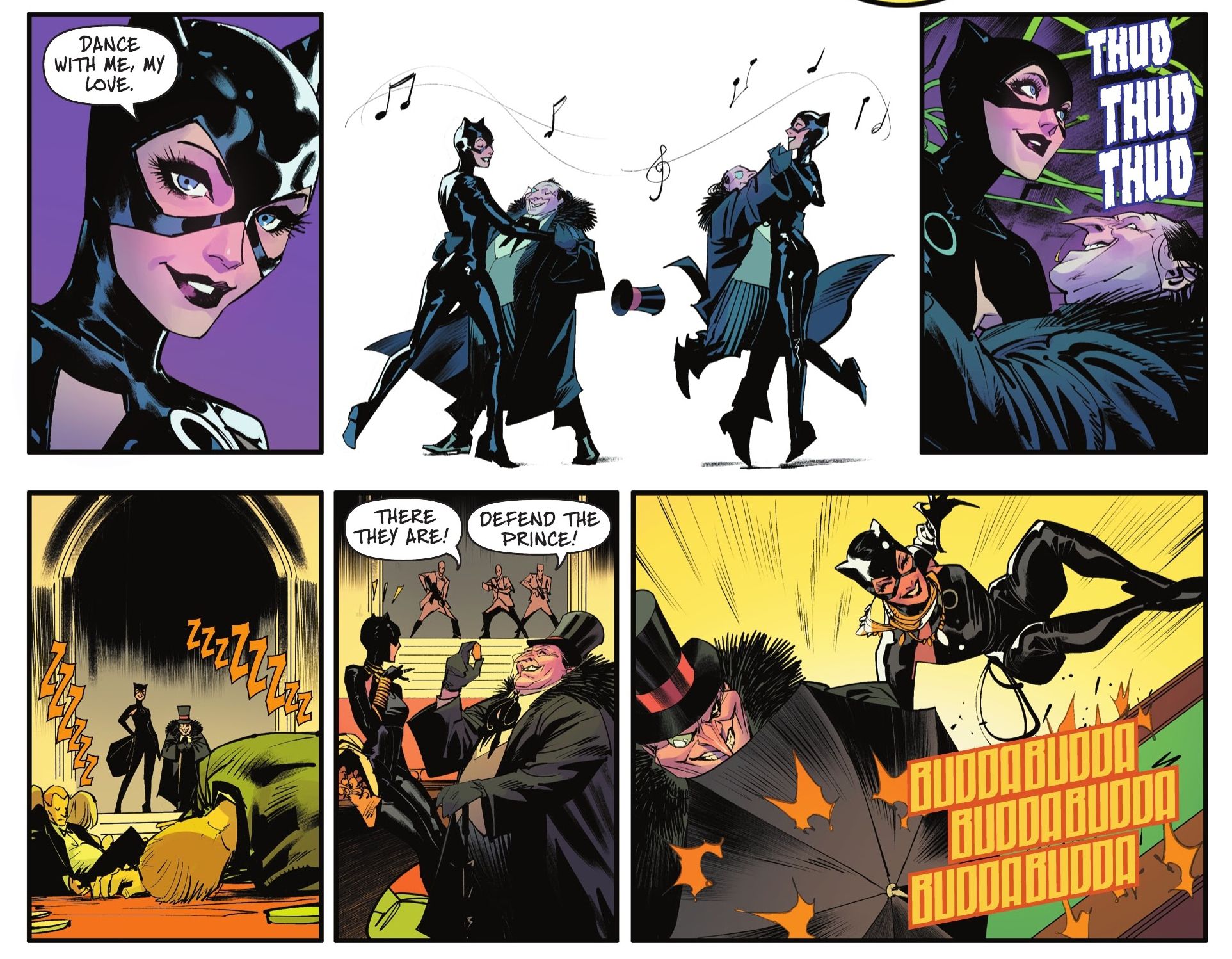 Catwoman and the Penguin Dance and fight