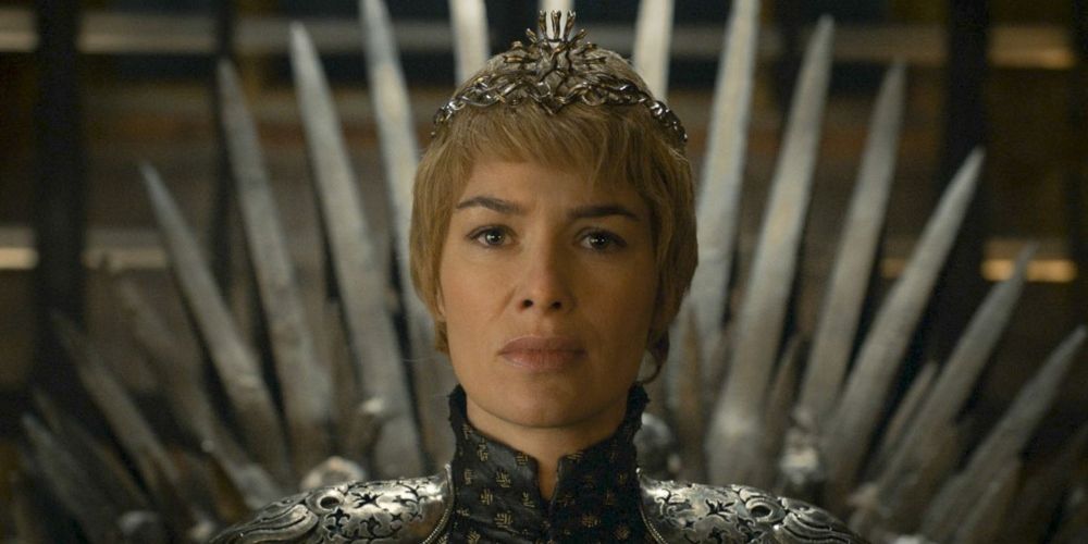 Cersei Lannister sat on the Iron Throne in Game of Thrones