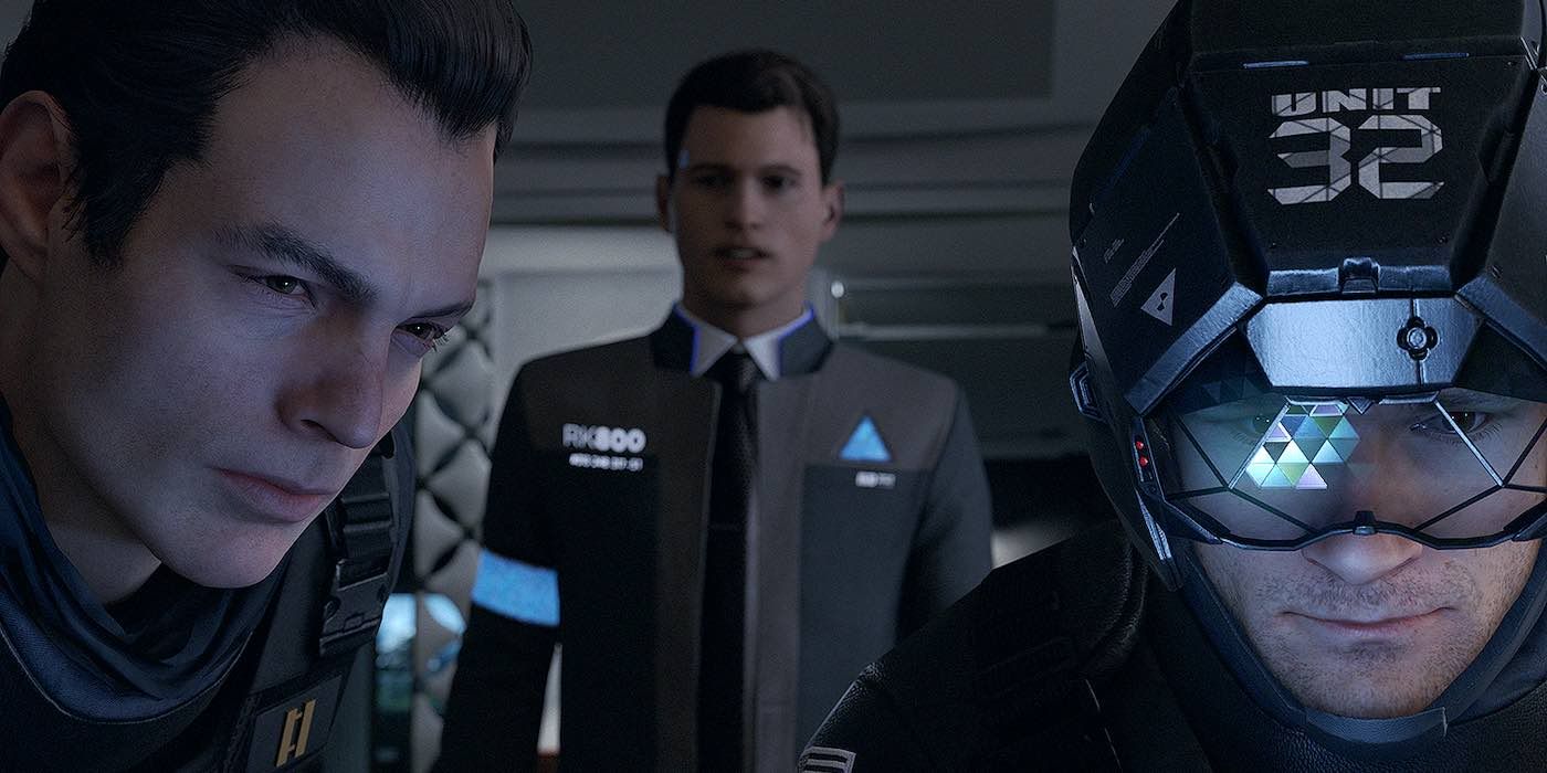 Detroit Become Human security officers searching for something.