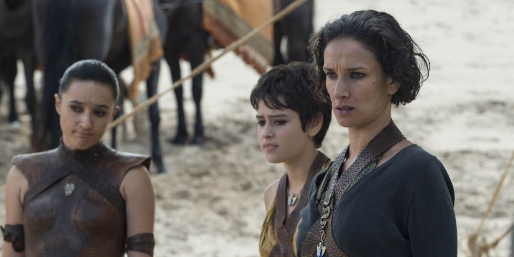 Ellaria Sand with two of the Sand Snakes in Dorne Game of Thrones