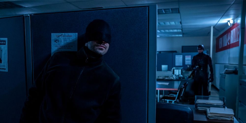 Netflix's Daredevil hides in an office.