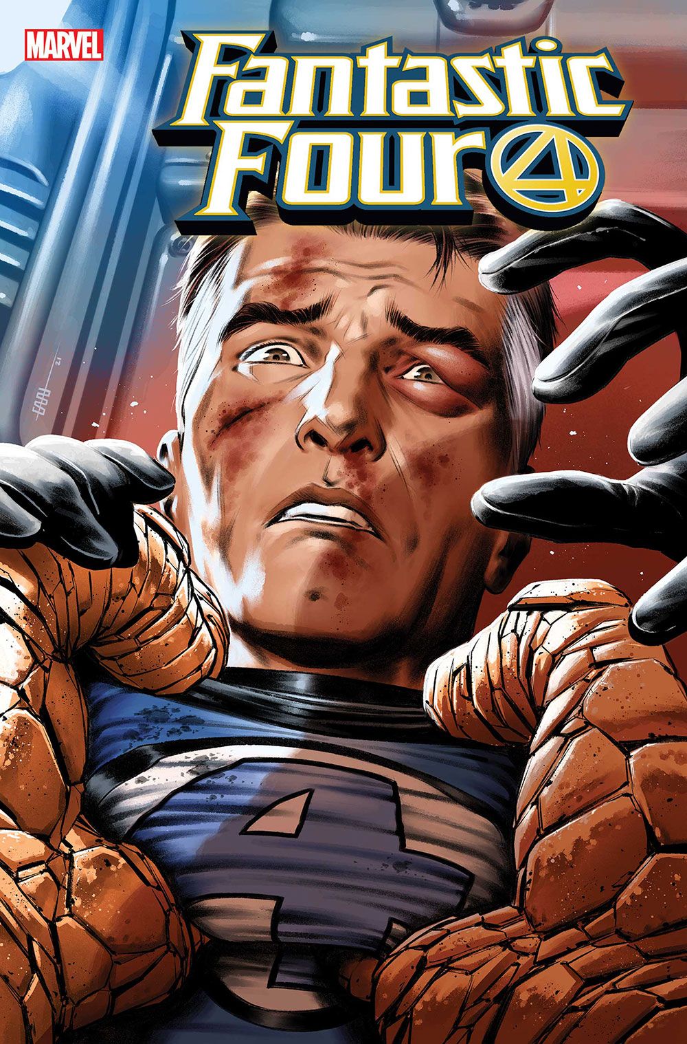 Ben Grimm (The Thing) grabs Reed Richards (Mr. Fantastic) on the cover for Fantastic Four #42.