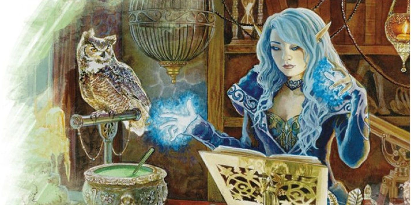 Blue-haired elven Pact of the Chain Warlock with her owl familiar