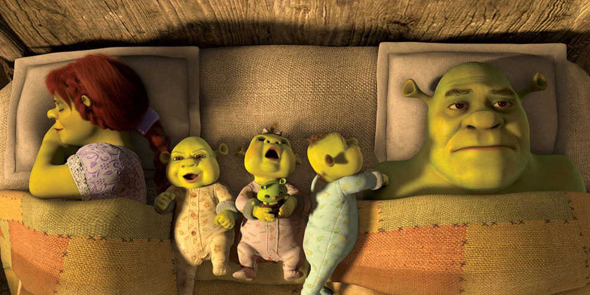 Shrek lays awake with his family