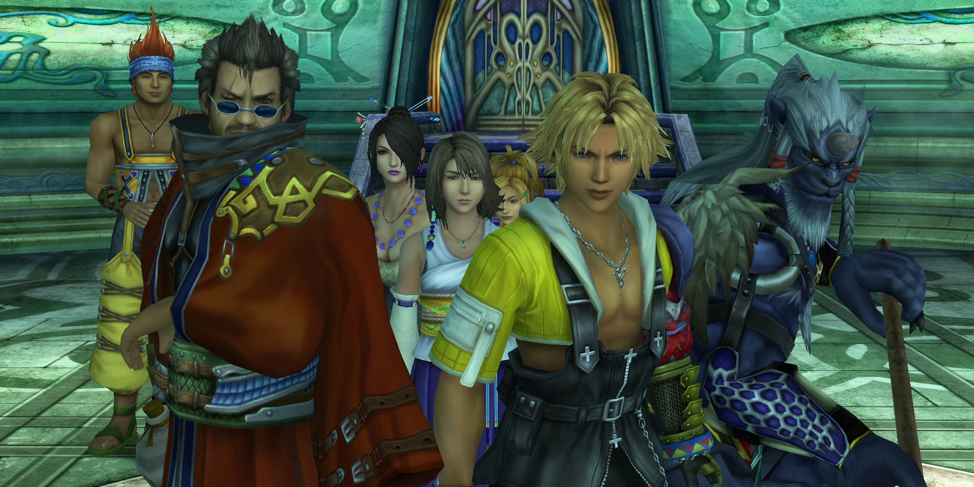 The main cast of Final Fantasy X led by Tidus