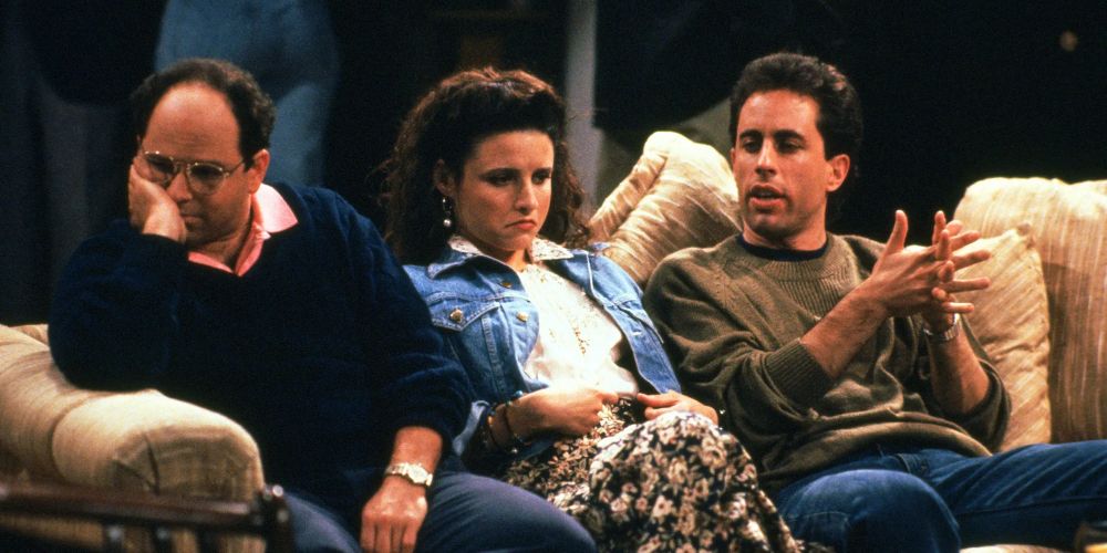 George, Elaine, and Jerry sitting around and talking in Seinfeld