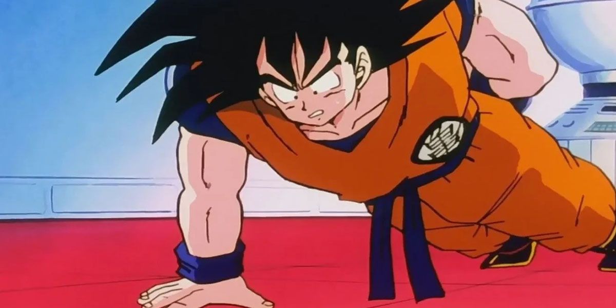 Goku does pushups with one arm