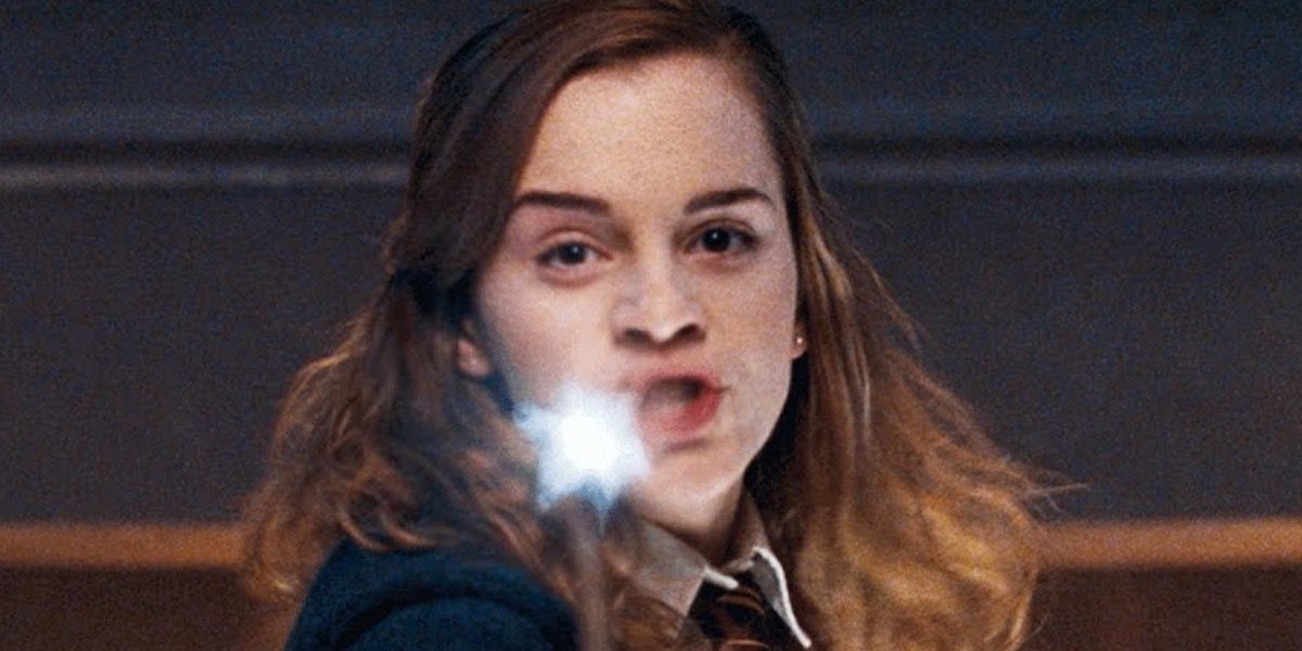 Hermione using Stupefy in Harry Potter