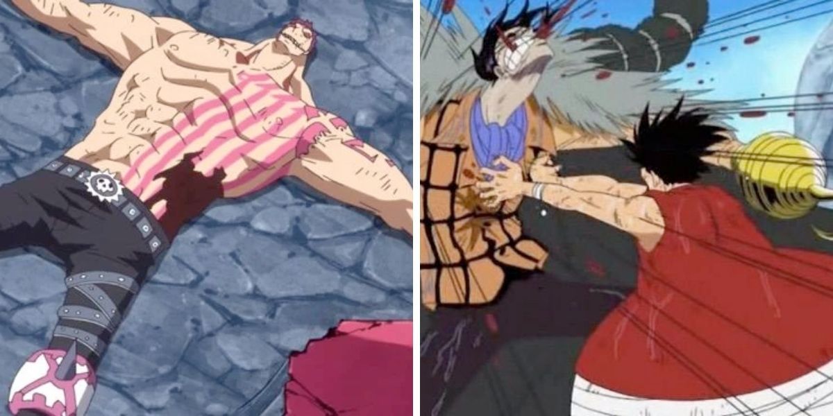 Images feature Monkey D. Luffy from One Piece defeating Crocodile and Katakuri