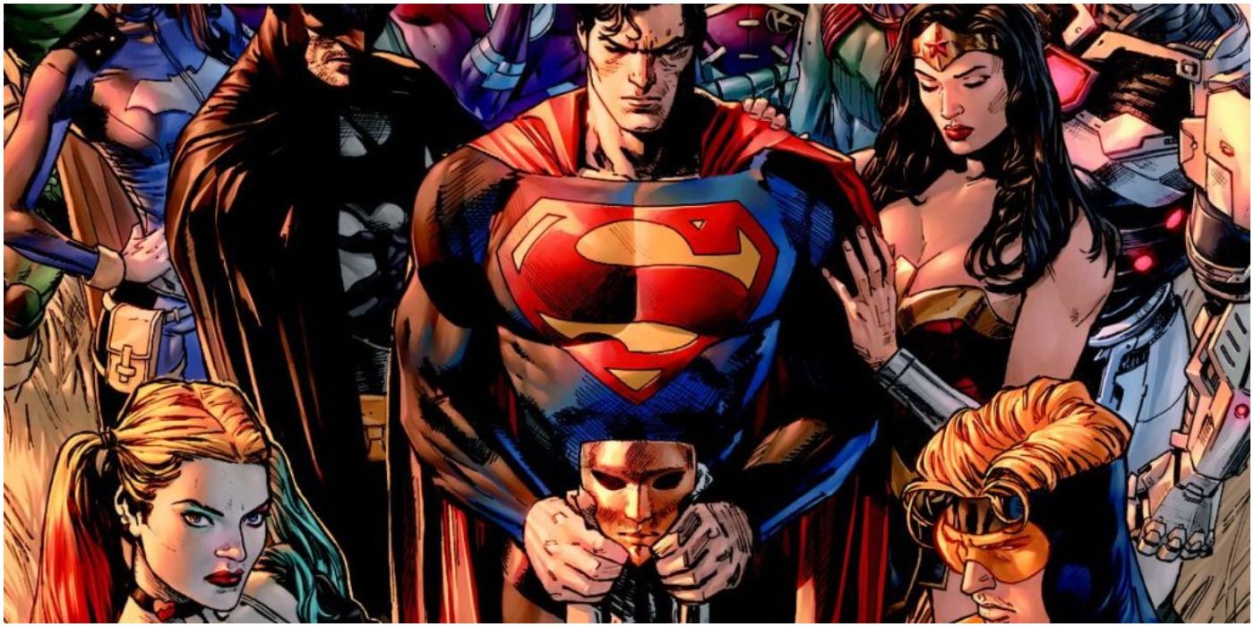 A large gathering of DC's heroes and anti-heroes in the cover image for the miniseries Heroes in Crisis.