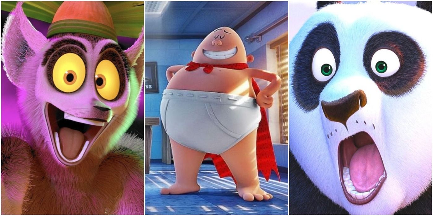 Immature characters in DreamWorks movies King Julien Captain Underpants Po