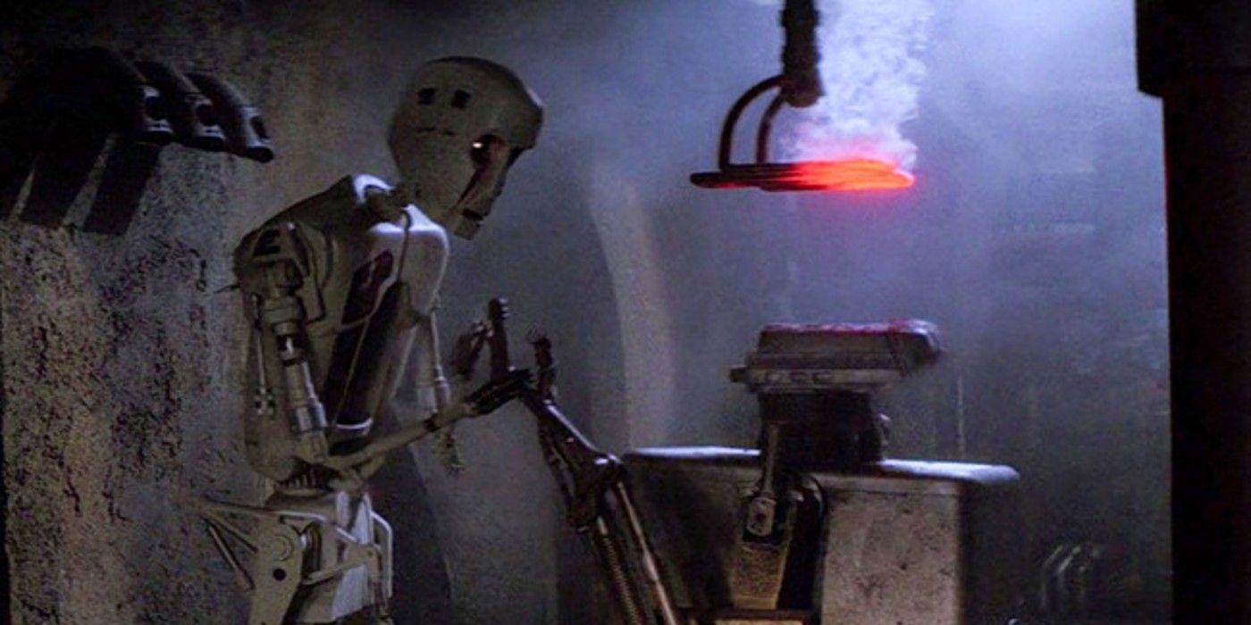 Jabbas 8D8 tortures a GNK droid