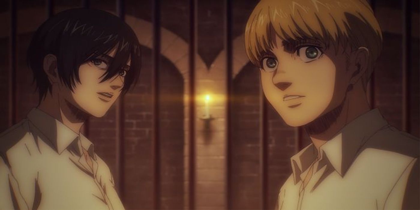 Mikasa and Armin in prison in Attack on Titan