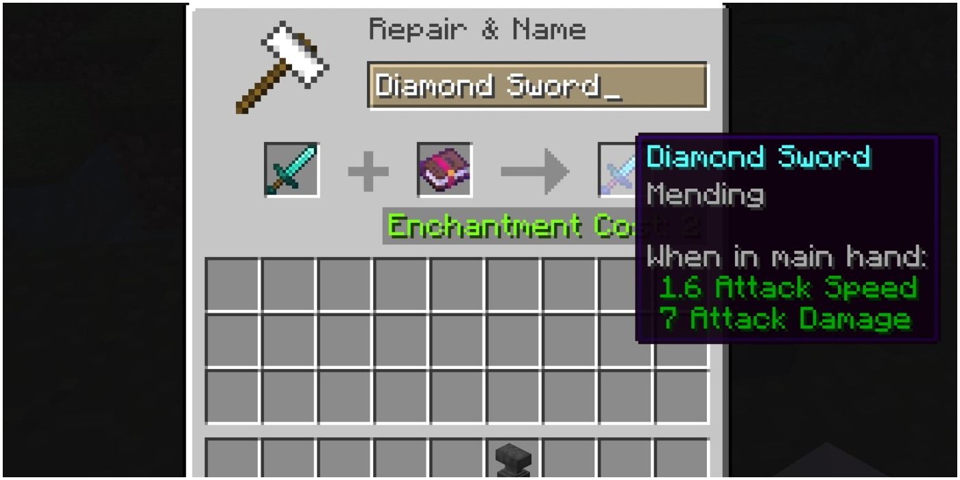 Minecraft Diamond Sword Mending Enchantment