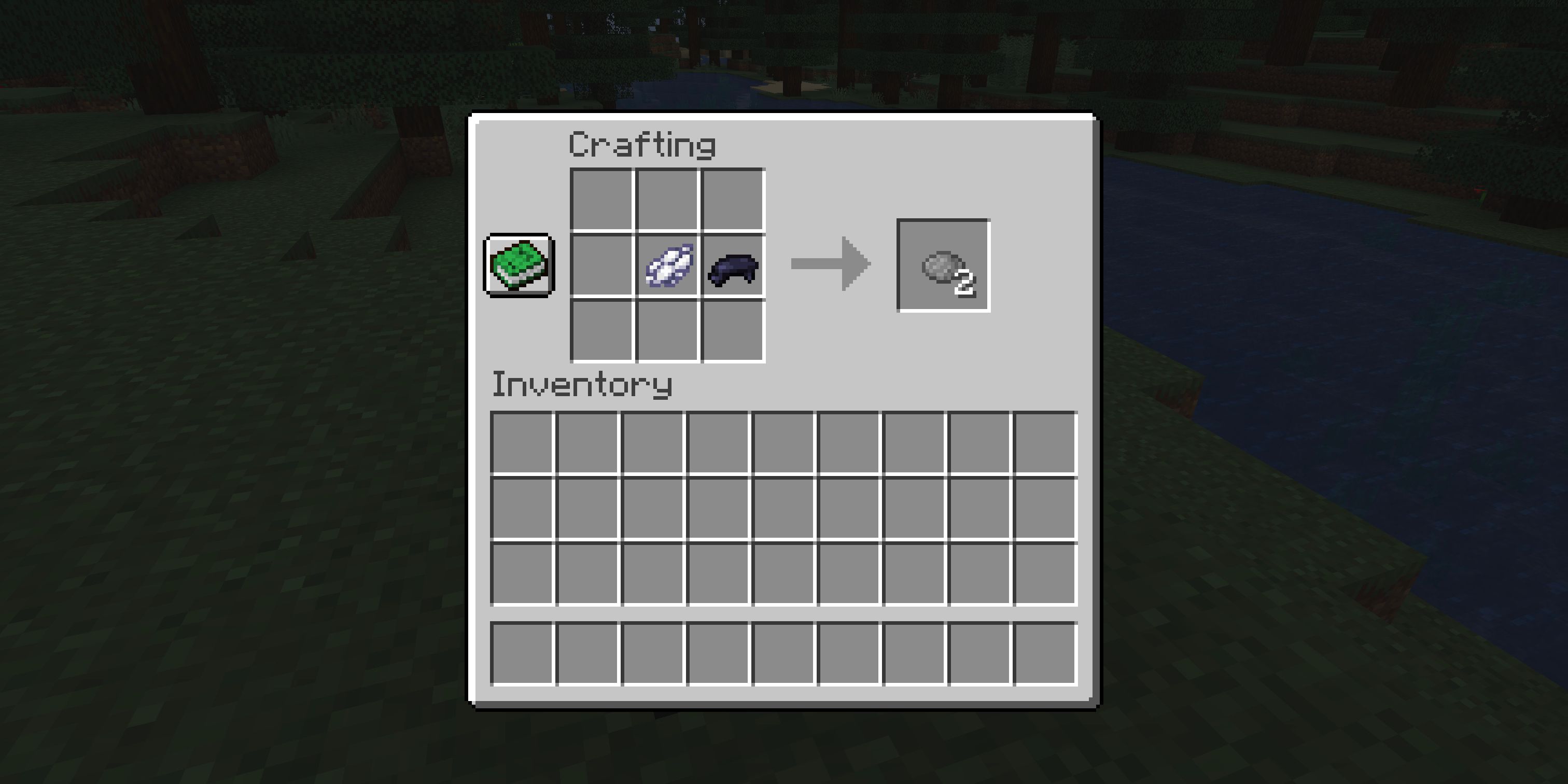 The crafting recipe for gray dye in Minecraft