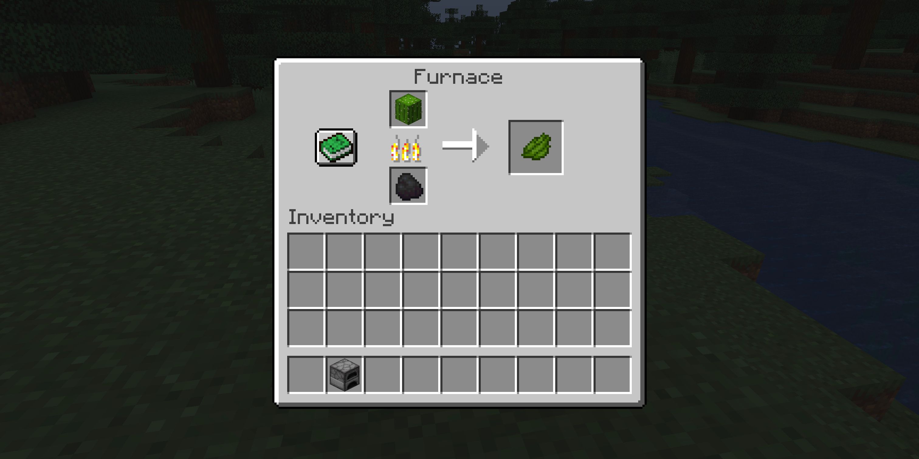 The crafting recipe for green dye.