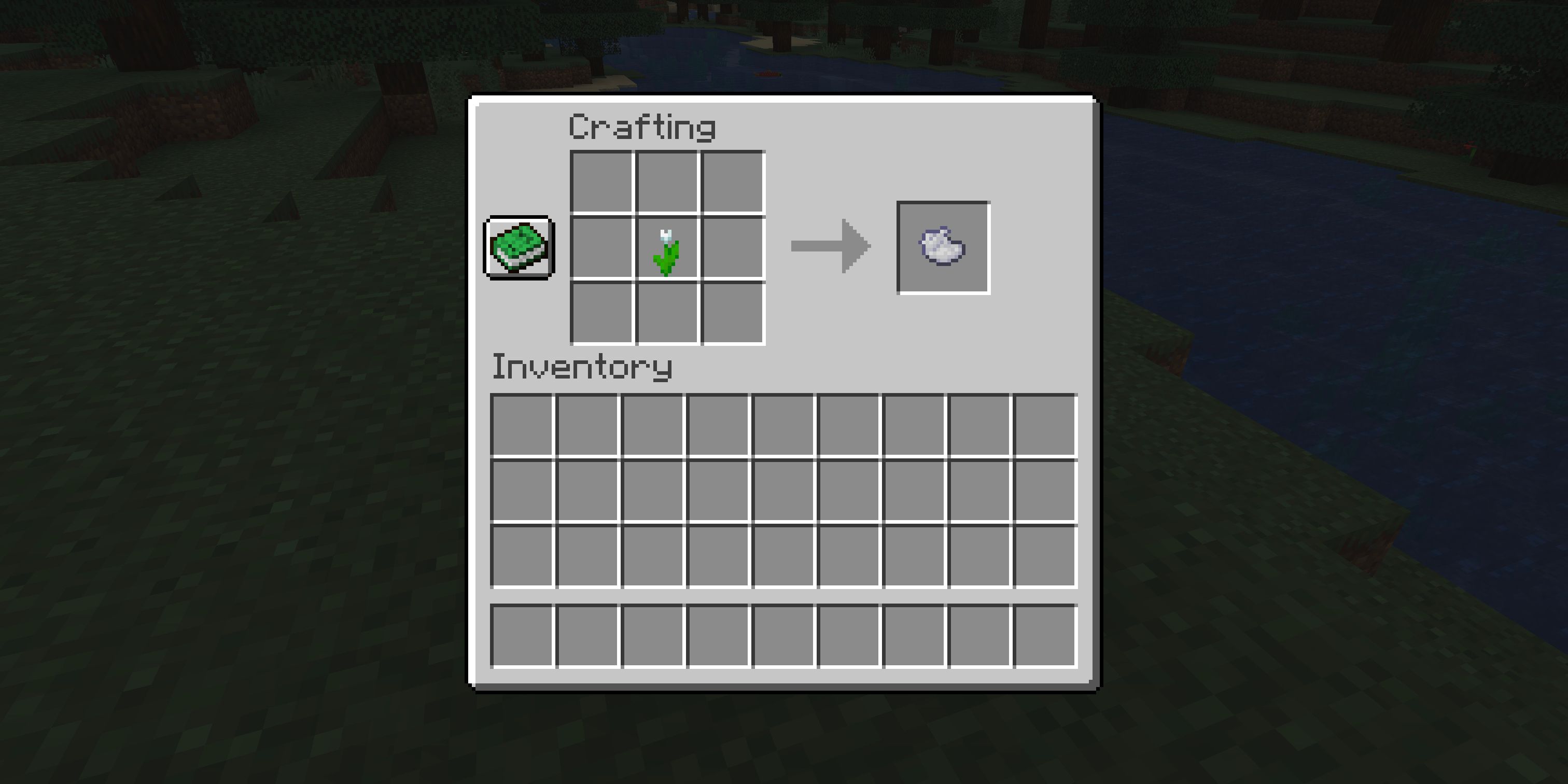 The crafting recipe for light blue dye in Minecraft