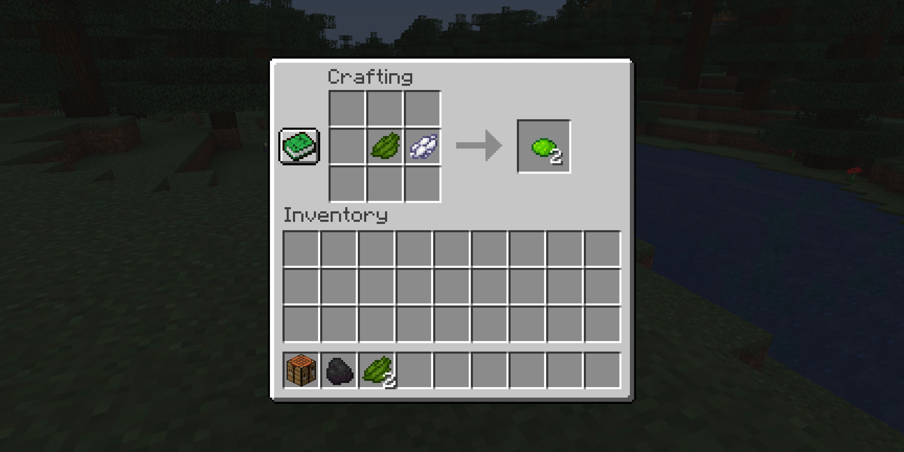 The crafting recipe for lime dye in Minecraft