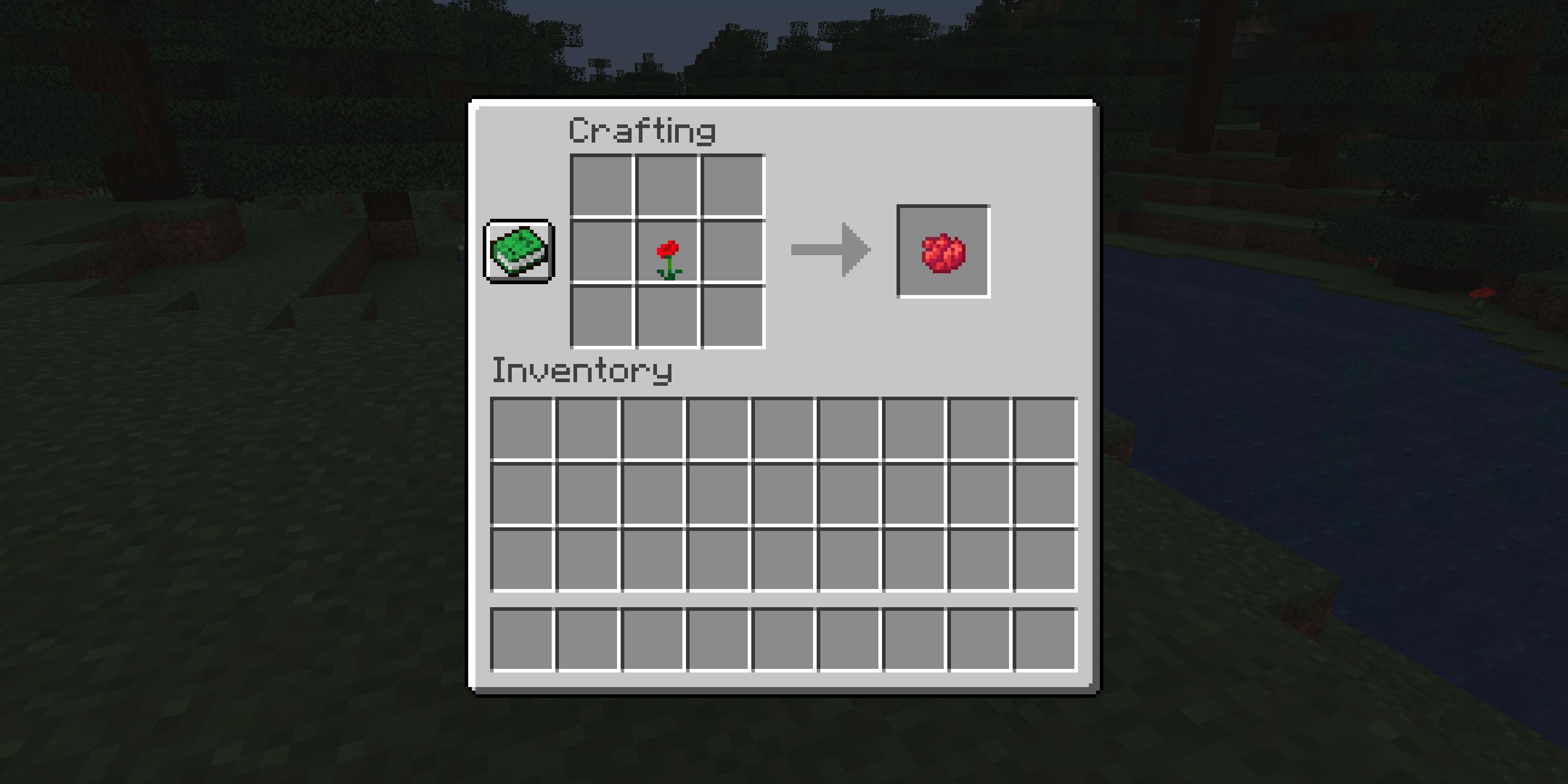 The crafting recipe for red dye in Minecraft