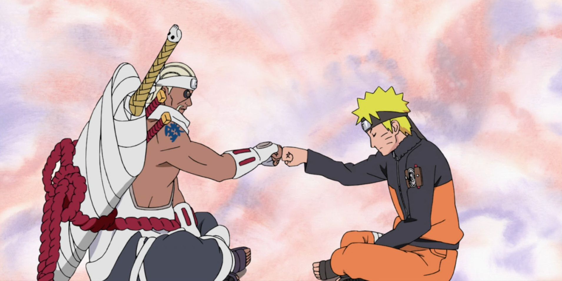 Naruto and Killer Bee fist bump in Naruto.