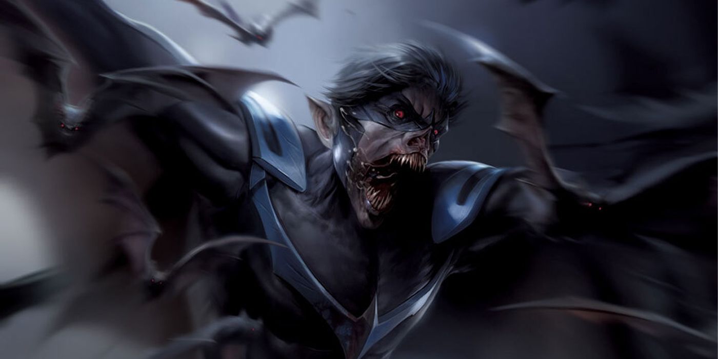 Nightwing aka Dick Grayson is transformed into a bloodthirsty vampire in DC Comics.
