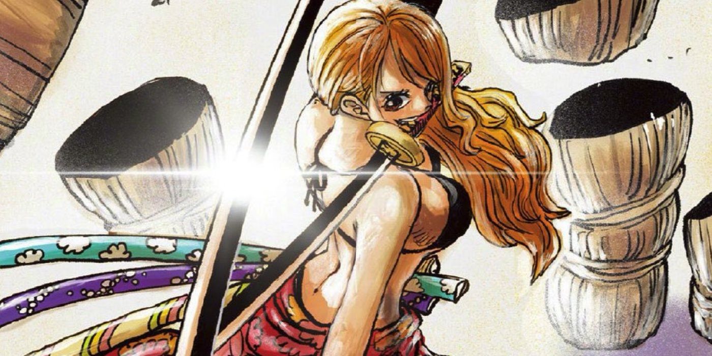 Nami three-sword style art by Oda for One Piece Magazine 13.