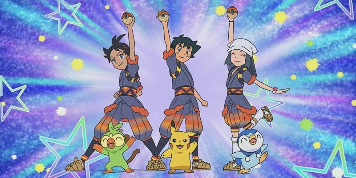 Ash, Goh and Dawn in the new anime tie-in to the Legends: Arceus game