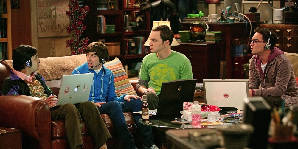 Sheldon, Leonard and Howard all glaring at Raj The Big Bang Theory