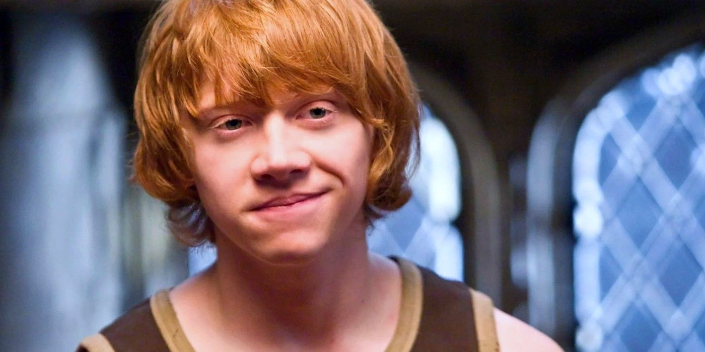 Ron Weasley laughing at a joke in in Harry Potter