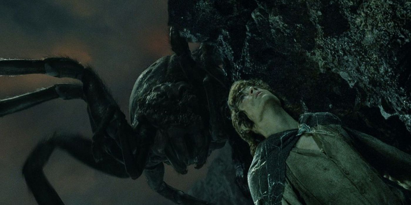 Shelob stalking Frodo in The Lord of the Rings
