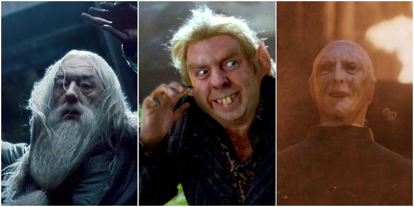a three way split of Dumbledore, Peter Pettigrew, and Voldemort