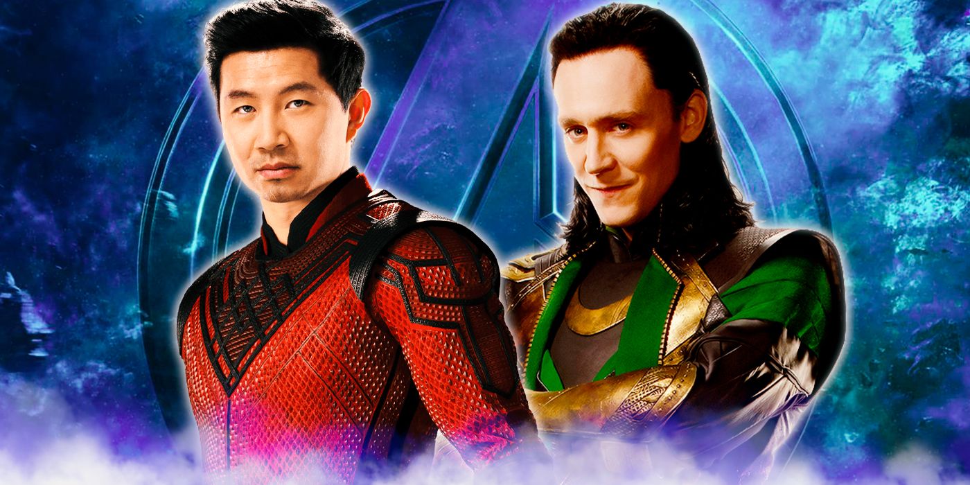 Marvel's Shang-Chi, Simu Liu, stands next to Tom HIddleston's Loki.