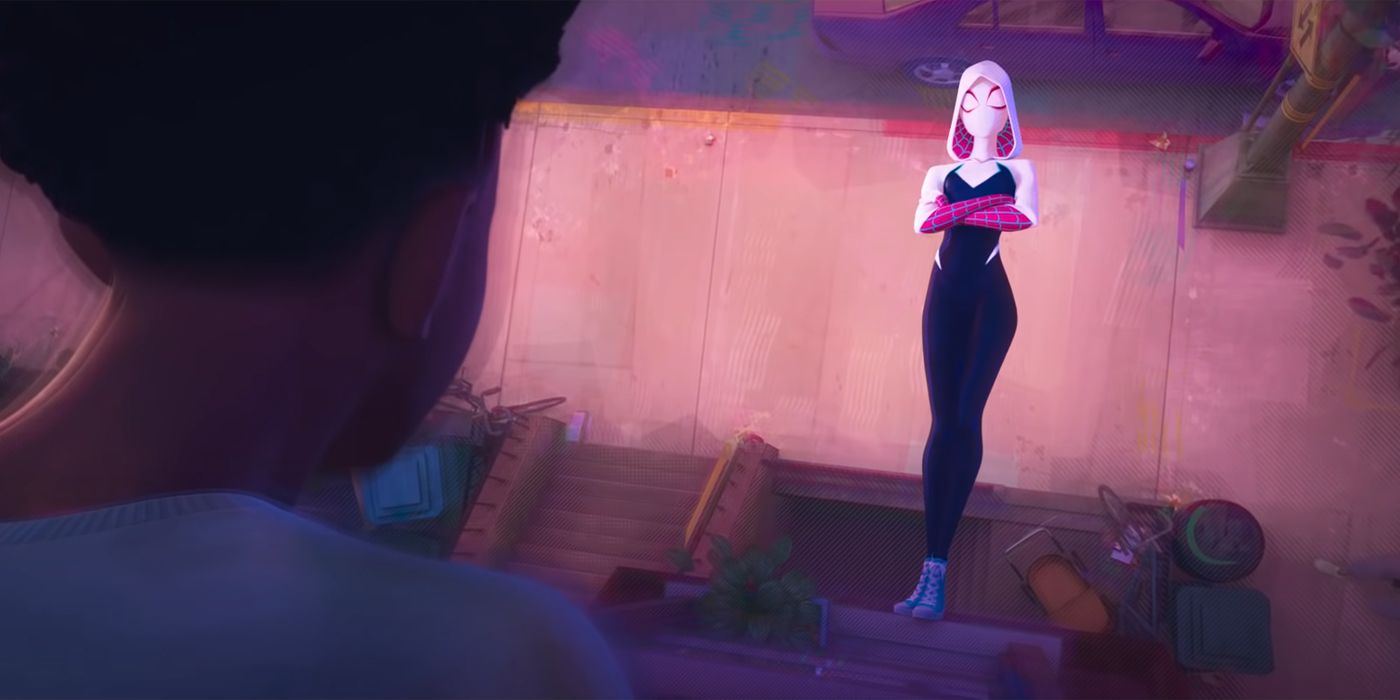 Gwen teases Miles in Spider-Man: Across the Spider-Verse.