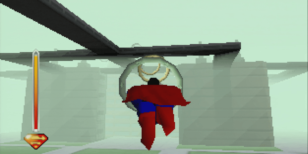 Superman flies through rings in Superman 64