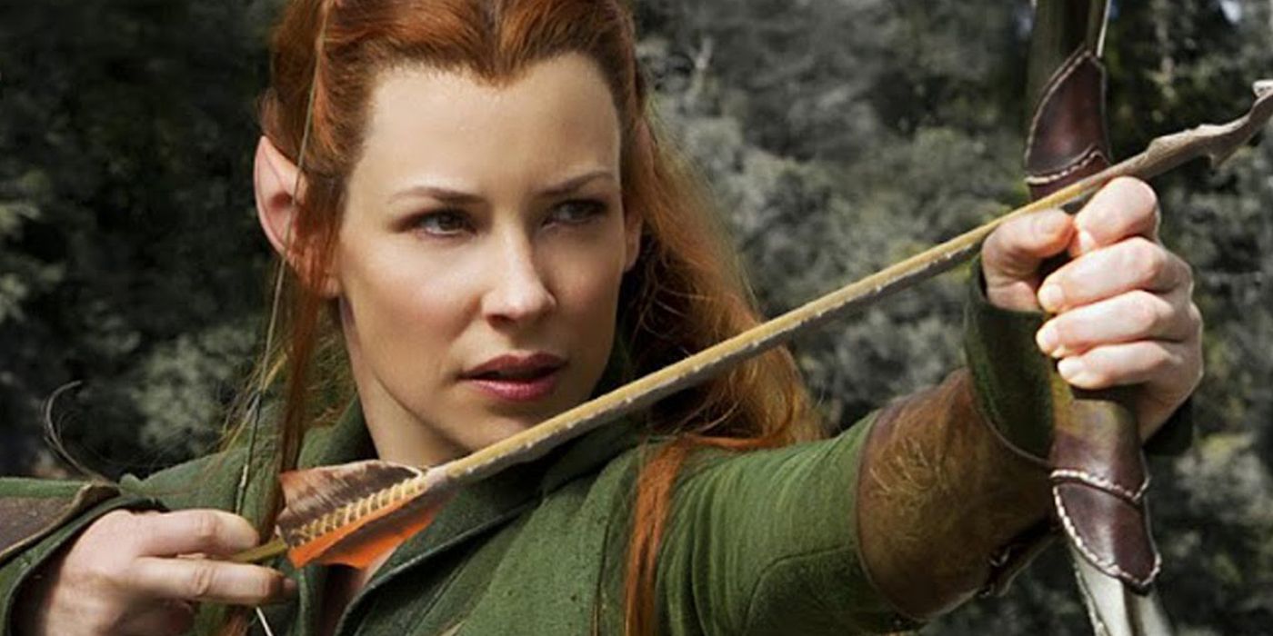 Tauriel the Wood Elf with her bow in The Hobbit.
