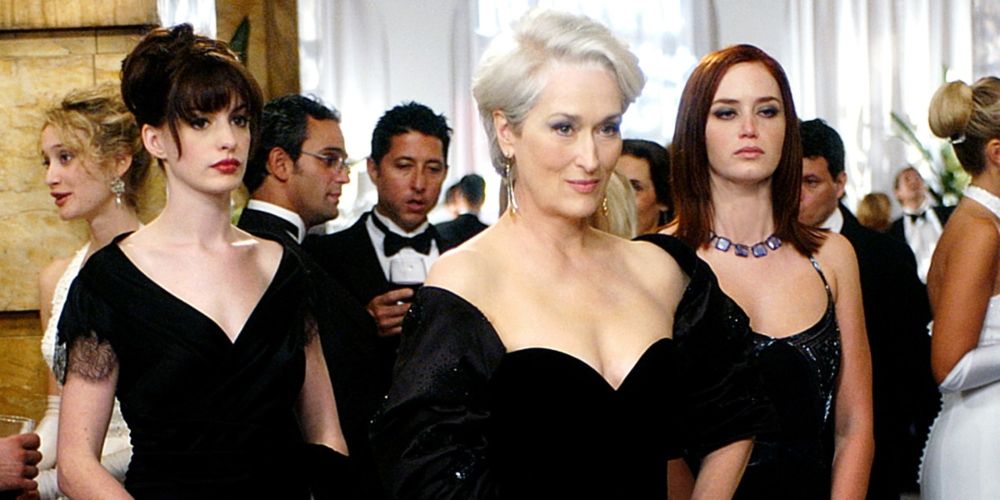 Andy Sachs, Emily and Miranda Priestly in the film The Devil Wears Prada