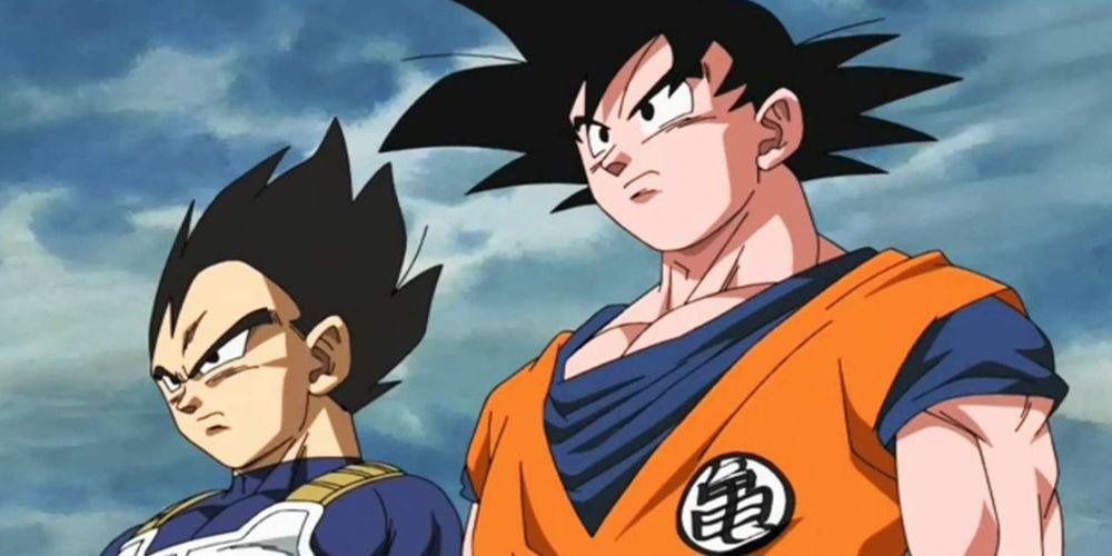 Vegeta stands beside Goku.