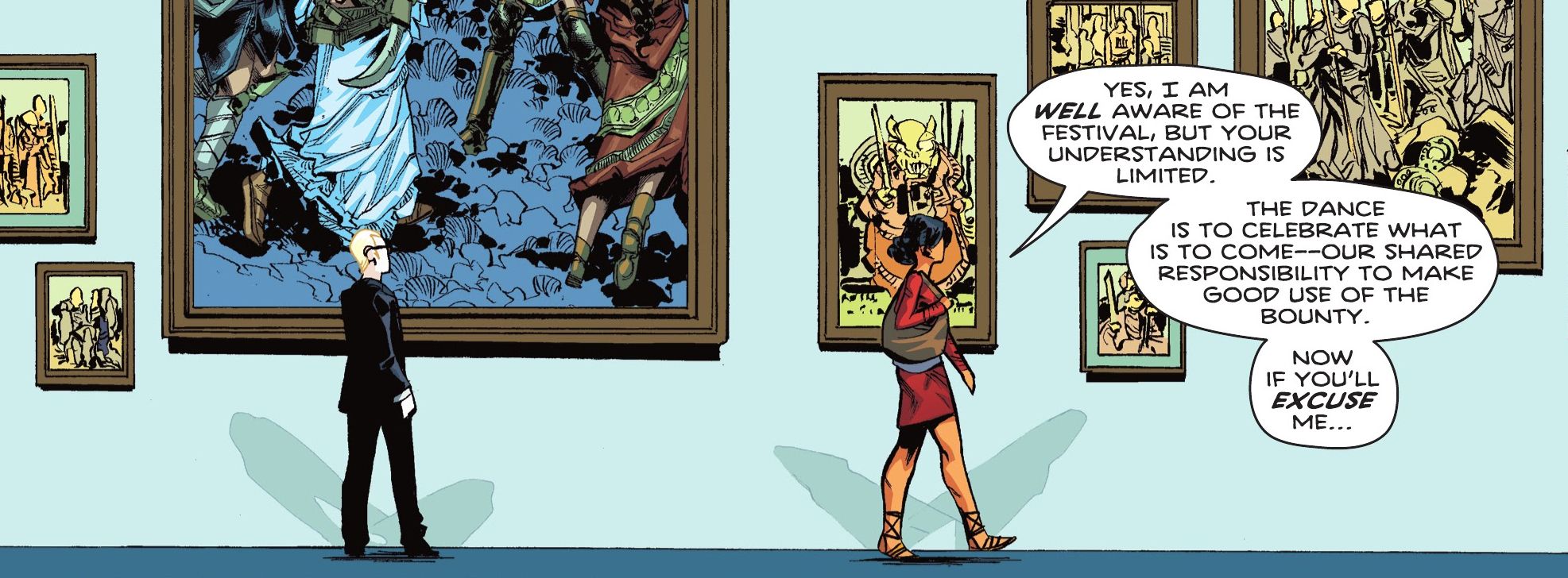 Wonder Woman at the Themyscira art exhibit