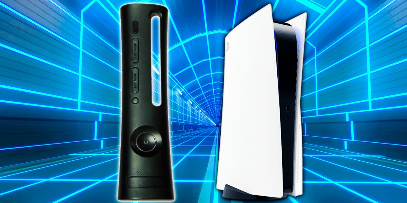 A picture of an Xbox 360 faceplate and a PS5 shell side by side.