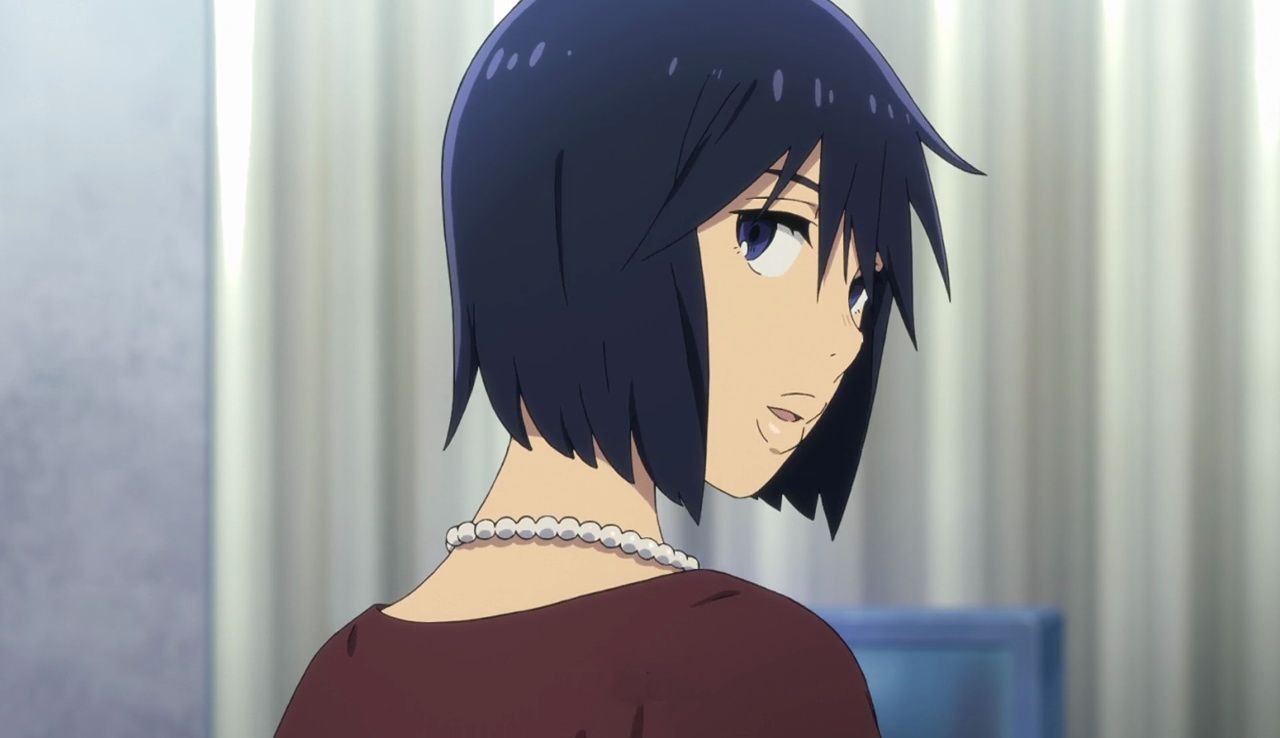 Sachiko from Erased looking back over her shoulder with a suprised expression.
